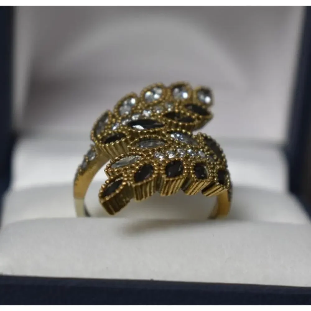 925 Sterling Silver with Gilding Alpanite & CZ Ring Size 9